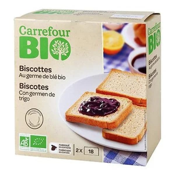 Biscottes normales ecológicos Carrefour Bio 300 g. - 0.3 kg - Imagen del producto en Findit