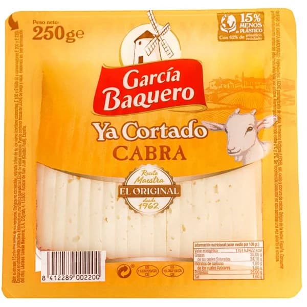 Queso de cabra GARCÍA BAQUERO, cuña cortada 250 g - 0.25 kg - Imagen del producto en Findit