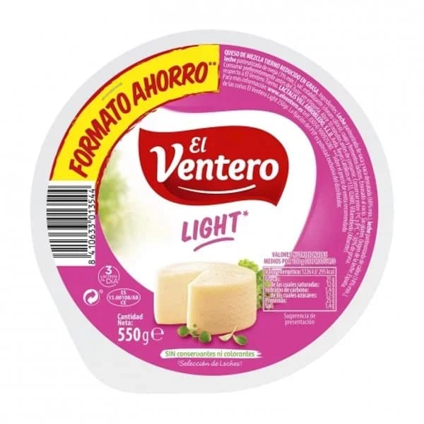 Queso de mezcla tierno lihgt El Ventero 550 g - 0.05 kg - Imagen del producto en Findit