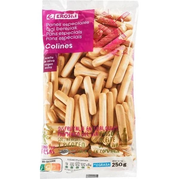 Colines con aceite de oliva EROSKI, bolsa 250 g - 0.25 kg - Imagen del producto en Findit