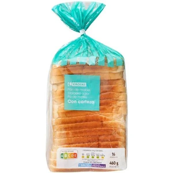 Pan de molde con corteza EROSKI, paquete 460 g - 0.46 kg - Imagen del producto en Findit