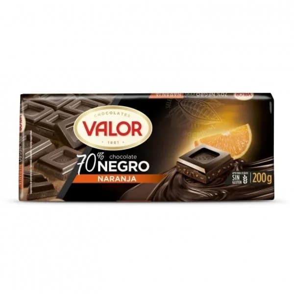Chocolate 70% de naranja VALOR, tableta 200 g - 0.2 kg - Imagen del producto en Findit