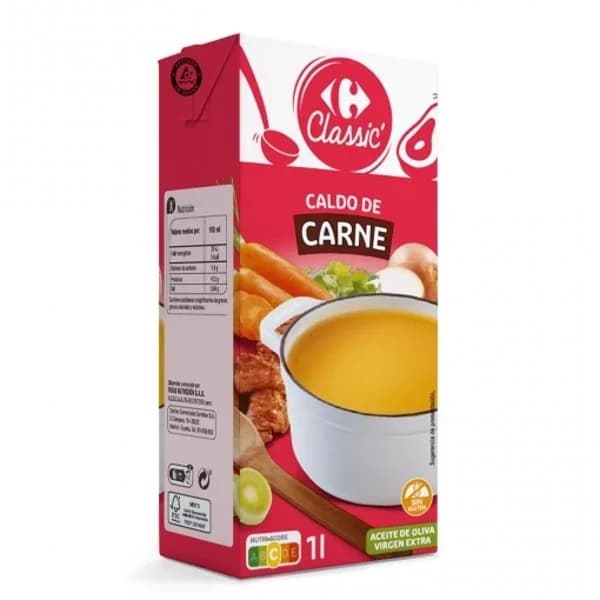 Caldo de carne Classic Carrefour sin gluten brik 1 l. - 1 l - Imagen del producto en Findit