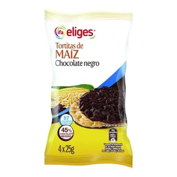 Tortitas de maiz y chocolate negro, 4x25 g - 0.1 kg - Imagen del producto en Findit