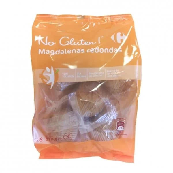 Magdalenas redondas Carrefour No Gluten sin gluten y sin lactosa 210 g. - 0.21 kg - Imagen del producto en Findit