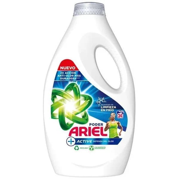Detergente líquido ARIEL ACTIVE, garrafa 24 dosis - 24.98 ud - Imagen del producto en Findit