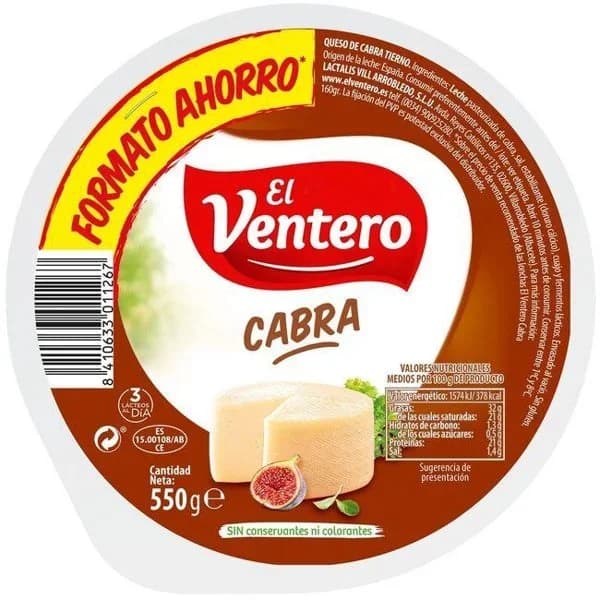 Queso de cabra tierno El Ventero 550 g - 0.55 kg - Imagen del producto en Findit