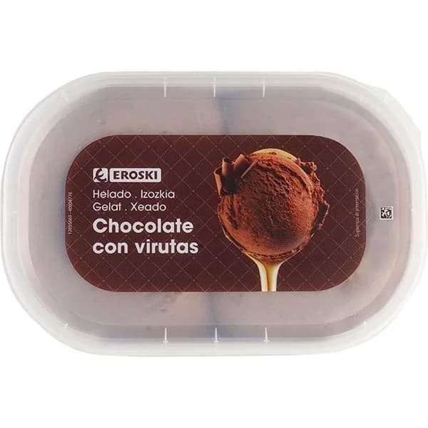 Helado de chocolate EROSKI, tarrina 1 litro - 1 l - Imagen del producto en Findit