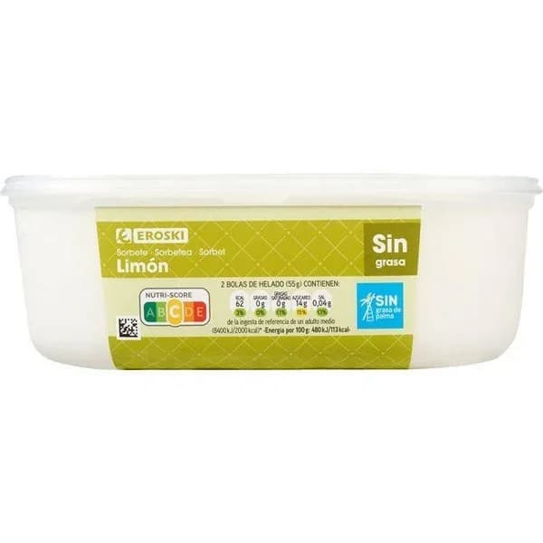 Sorbete de limón EROSKI, tarrina 1 litro - 1 l - Imagen del producto en Findit