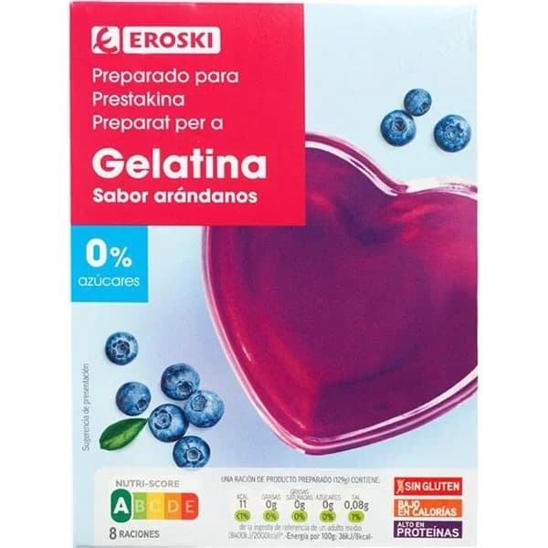 Gelatina de arándanos 0% EROSKI, caja 28 g - 0.03 kg - Imagen del producto en Findit