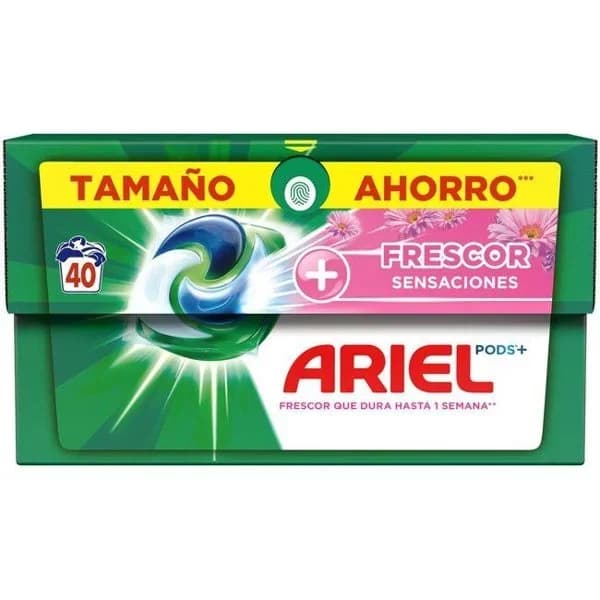 Detergente en cápsulas Todo En Uno Pods + frescor sensaciones Ariel 40 lavados. - 1 ud - Imagen del producto en Findit