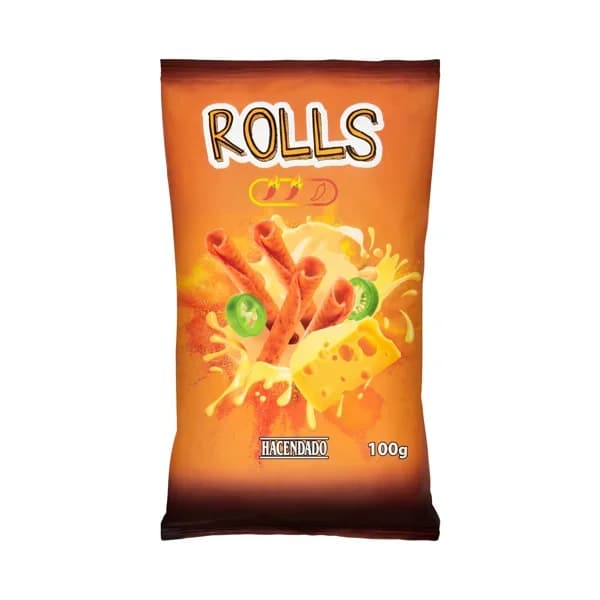 Snack frito Rolls sabor queso y chili Hacendado picante - 0.1 kg - Imagen del producto en Findit