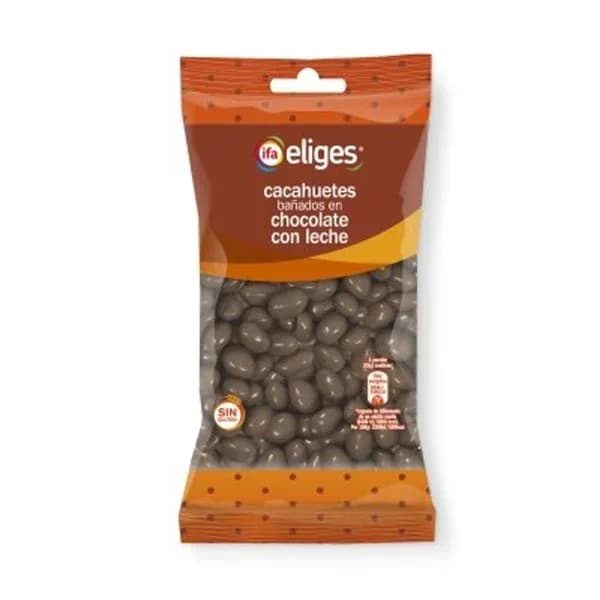 Cacahuetes bañados en chocolate con leche 250 g - 0.25 kg - Imagen del producto en Findit