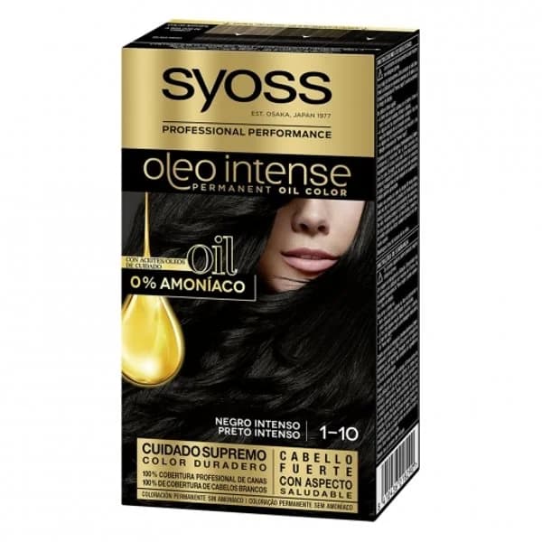 Tinte permanente sin amoniaco 1-10 negro intenso Oleo Intense SYOSS 1 ud. - 1 ud - Imagen del producto en Findit