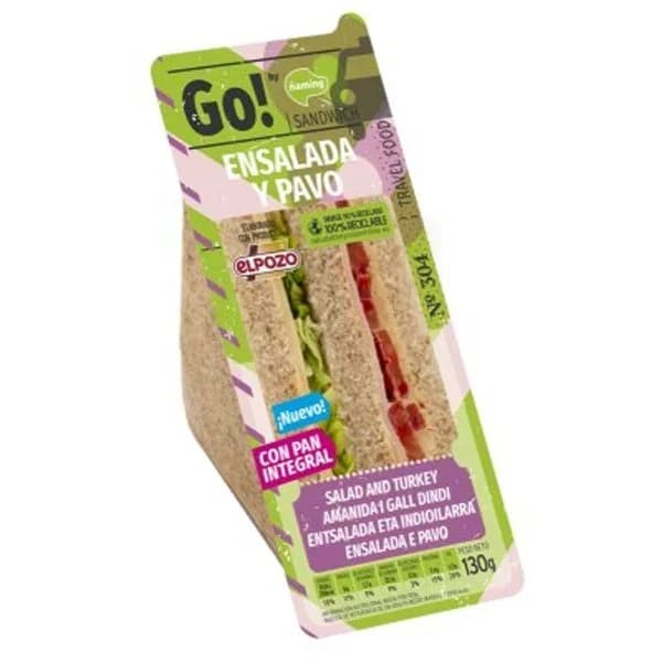 Sándwich ensalada y pavo 130 g - 0.13 kg - Imagen del producto en Findit