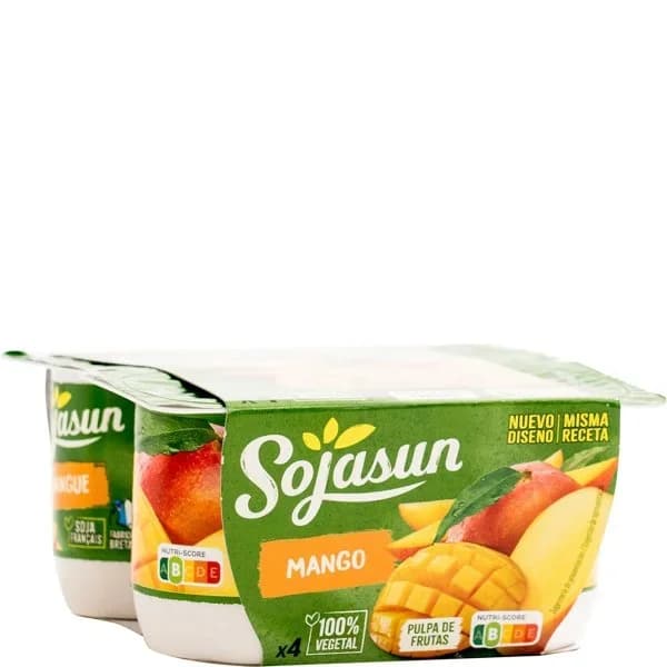 Preparado de soja con mango Sojasun sin gluten y sin lactosa pack de 4 unidades de 100 g. - 0.4 kg - Imagen del producto en Findit