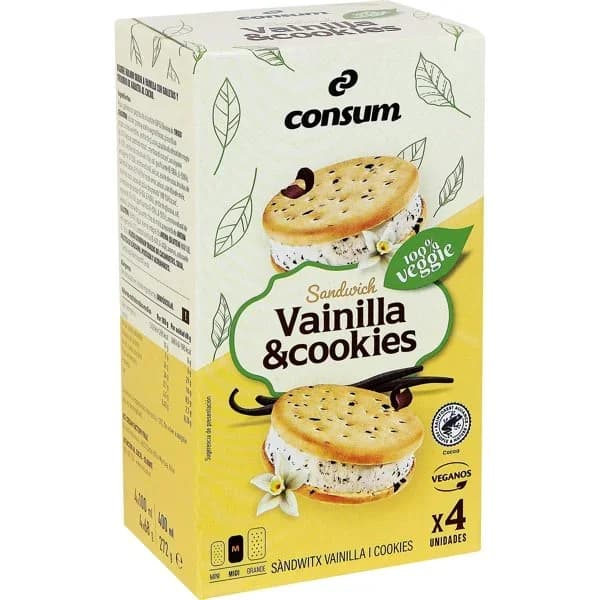 Sándwich Vainilla Cookies Vegano x4 - 0.27 ud - Imagen del producto en Findit
