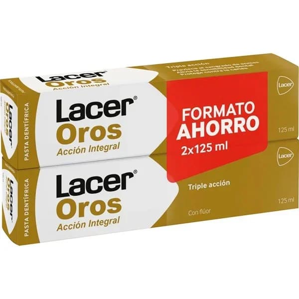 Dentífrico protección bucodental integral de dientes y encías triple acción Lacer Oros pack de 2 unidades de 125 ml. - 0.25 l - Imagen del producto en Findit
