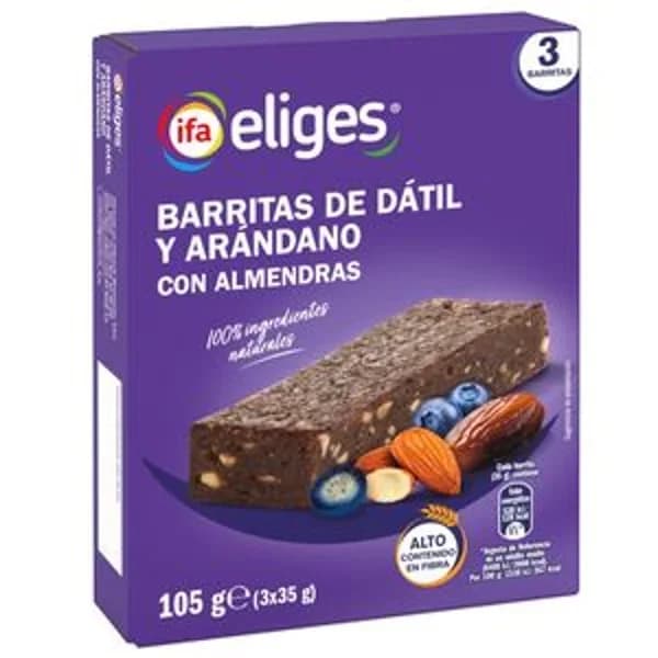 Barritas de dátil y arándano con almendras 3 ud - 0.11 kg - Imagen del producto en Findit
