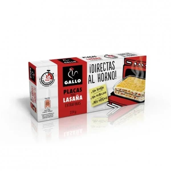 Placas de lasaña precocidas 224 g - 0.22 kg - Imagen del producto en Findit