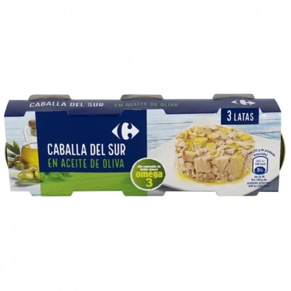 Caballa del sur en aceite de oliva Carrefour pack de 3 latas de 52 g. - 0.16 kg - Imagen del producto en Findit