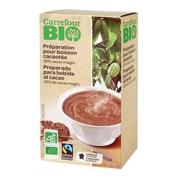 Preparado para bebida de cacao ecológico Carrefour Bio 500 g. - 0.5 kg - Imagen del producto en Findit