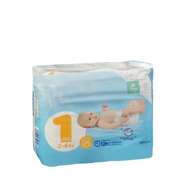 Pañales bebé talla 1 de 2-4 kg Deliplus - 30 ud - Imagen del producto en Findit