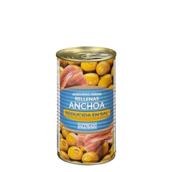 Aceitunas rellenas de anchoa Hacendado reducido en sal - 1 ud - Imagen del producto en Findit