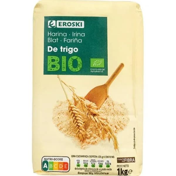 Harina de trigo ecológica EROSKI BIO/ECO, paquete 1 kg - 1 kg - Imagen del producto en Findit