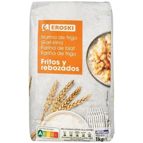 Harina de trigo para fritos EROSKI, paquete 1 kg - 1 kg - Imagen del producto en Findit