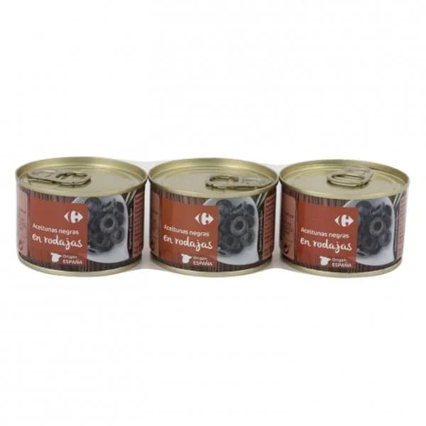 Aceitunas negras en rodajas Carrefour pack 3 unidades de 50 g. - 0.15 kg - Imagen del producto en Findit