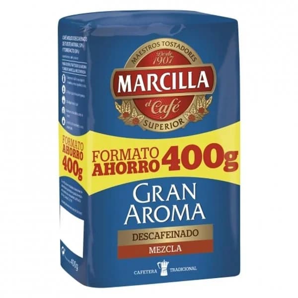 Café molido mezcla descafeinado Gran Aroma Marcilla 400 g. - 0.4 kg - Imagen del producto en Findit