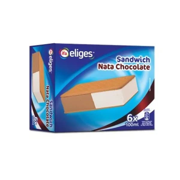 Helado sandwich nata y chocolate 6 unidades - 0.6 l - Imagen del producto en Findit