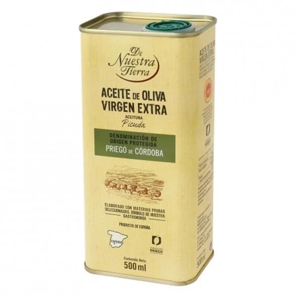 Aceite de oliva virgen extra De Nuestra Tierra lata 500 ml. - 0.5 l - Imagen del producto en Findit
