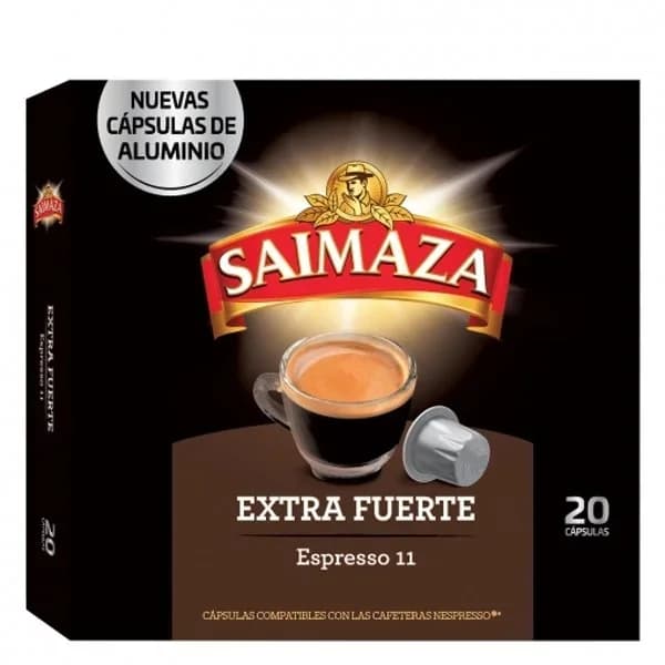 Café extrafuerte compatible Nespresso SAIMAZA, caja 20 uds - 0.1 kg - Imagen del producto en Findit