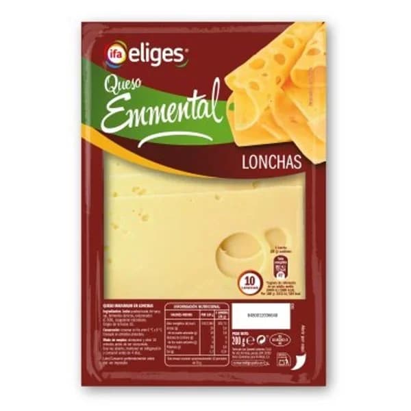 Queso emmental lonchas 200 g - 0.2 kg - Imagen del producto en Findit