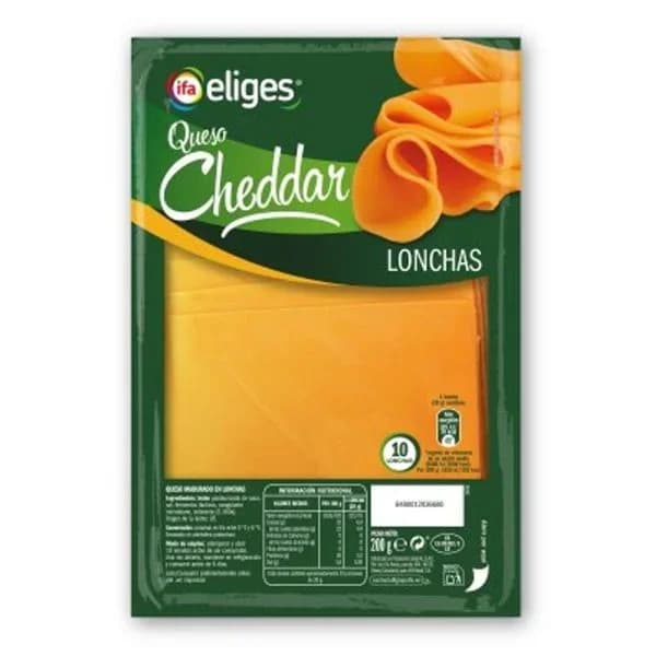 Queso cheddar lonchas 200 g - 0.2 kg - Imagen del producto en Findit