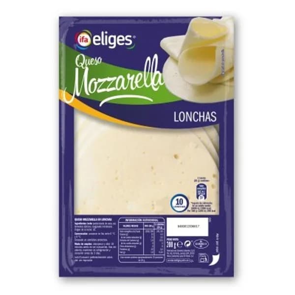 Queso mozzarella lonchas 200 g - 0.2 kg - Imagen del producto en Findit