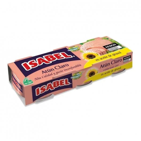 Atún claro en aceite de girasol Isabel pack de 3 latas de 52 g. - 0.16 kg - Imagen del producto en Findit