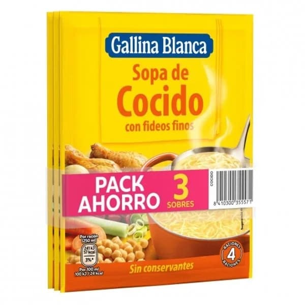 Sopa de cocido GALLINA BLANCA, pack 3x72 g - 0.22 kg - Imagen del producto en Findit