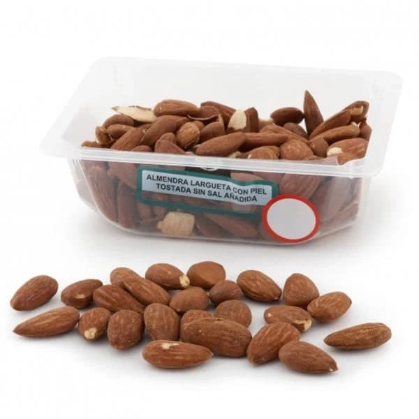 Almendra largueta piel tostada sin sal Carrefour El Mercado tarrina de 225 g - 0.22 kg - Imagen del producto en Findit