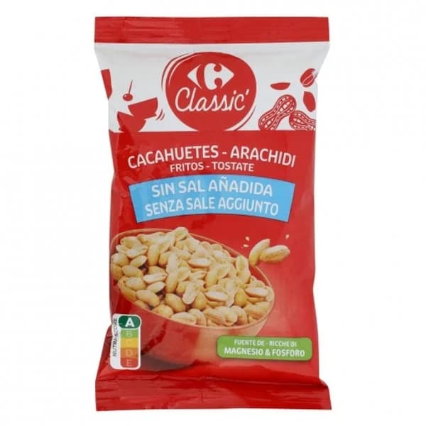 Cacahuetes fritos Classic Carrefour sin sal añadida 200 g. - 0.2 kg - Imagen del producto en Findit