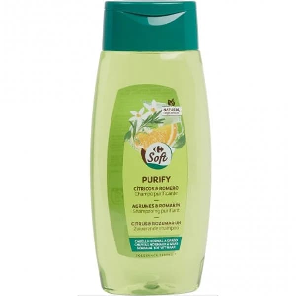 Champú cítricos romero cabello graso Carrefour Soft 400 ml. - 0.4 l - Imagen del producto en Findit