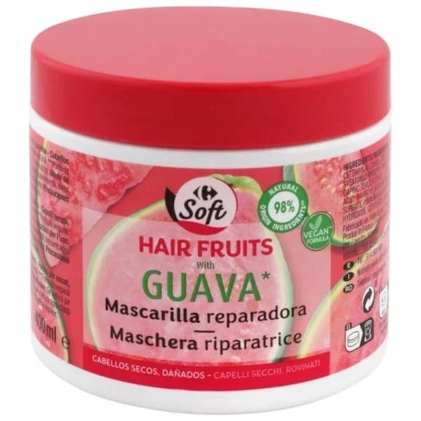 Mascarilla capilar reparadora guayava cabellos secos Hair Fruits Carrefour Soft 400 ml. - 0.4 l - Imagen del producto en Findit