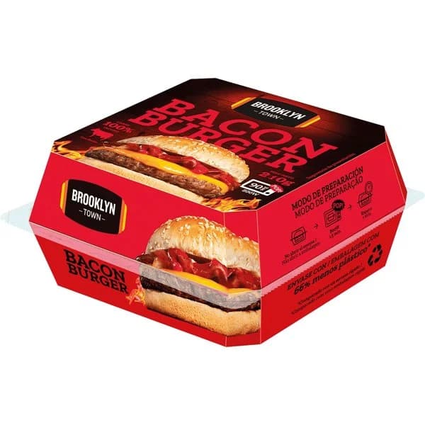 Hamburguesa de vacuno con bacon Bacon Burger Brooklyn Town 220 g. - 0.22 kg - Imagen del producto en Findit