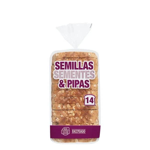 Pan de molde semillas y pipas de calabaza Hacendado - 0.58 kg - Imagen del producto en Findit