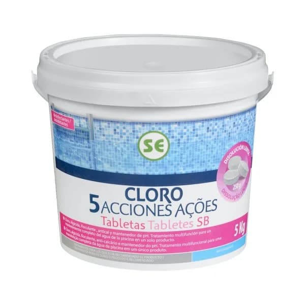 Cloro 5 acciones disolución lenta tabletas para piscina - 5 kg - Imagen del producto en Findit