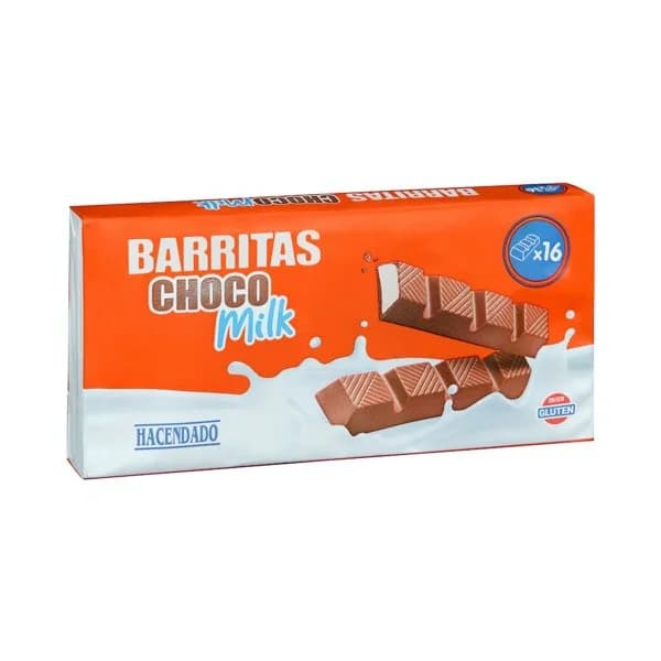 Barritas de chocolate con leche Hacendado rellenas de leche - 0.2 kg - Imagen del producto en Findit