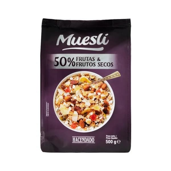Muesli Hacendado 50% frutas y frutos secos - 0.5 kg - Imagen del producto en Findit