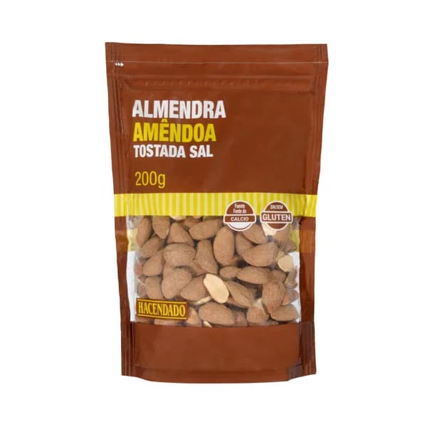 Almendra tostada y salada Hacendado con piel - 0.2 kg - Imagen del producto en Findit